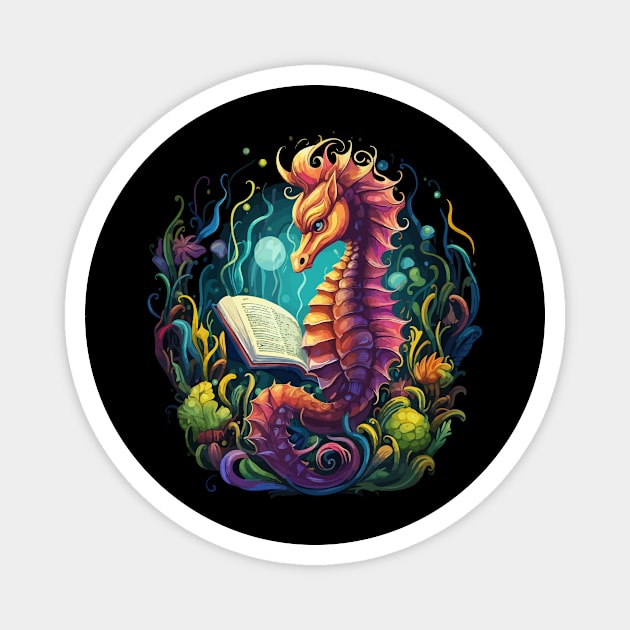 Seahorse Reads Book Magnet by JH Mart